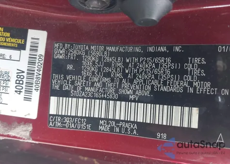 2006 Toyota Sienna Le from USA, damaged, VIN 5TDZA23C16S445830